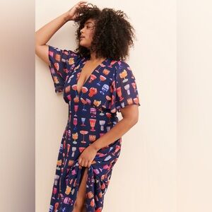 Lisa Says Gah Navy Maxi Dress with Colorful Glass Print